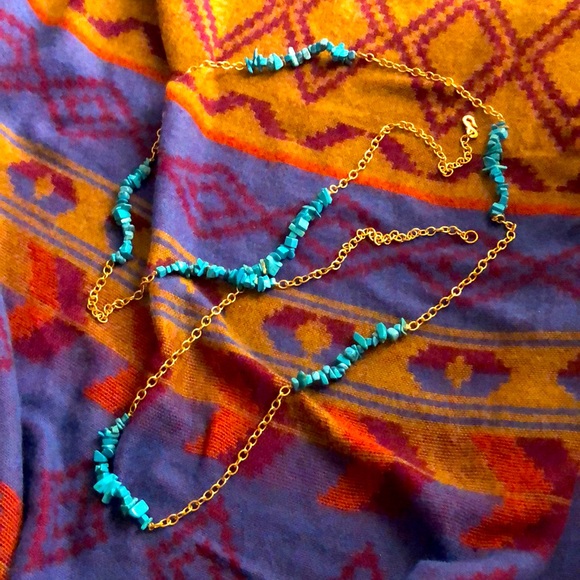 Vintage Kenneth Lane faux turquoise chain belt or necklace - Picture 1 of 3